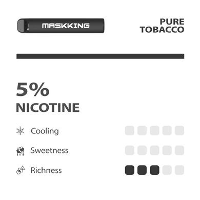 Disposable POD e-cigarette Maskking High GT Pure Tobacco 3%